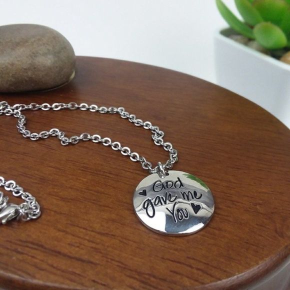 God Gave Me You Charm Silver Tone Necklace - Picture 1 of 2